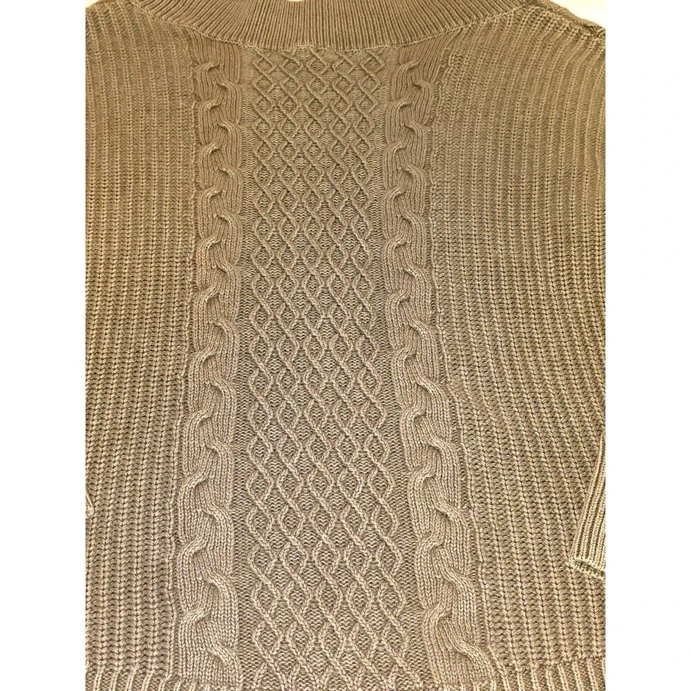 Aerie Women's Green Cable Knit V-Neck Slouchy Long Sleeve Sweater Size Small